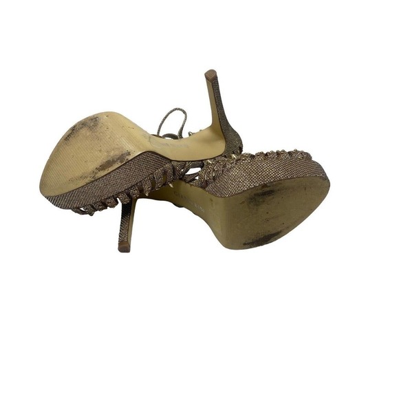 GIANNI Bini Gold Spike Stud Platform Caged Heels Size 8.5 M - Picture 10 of 11